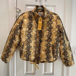 Ashley X 26 International Yellow Snakeskin Print Puffer Jacket